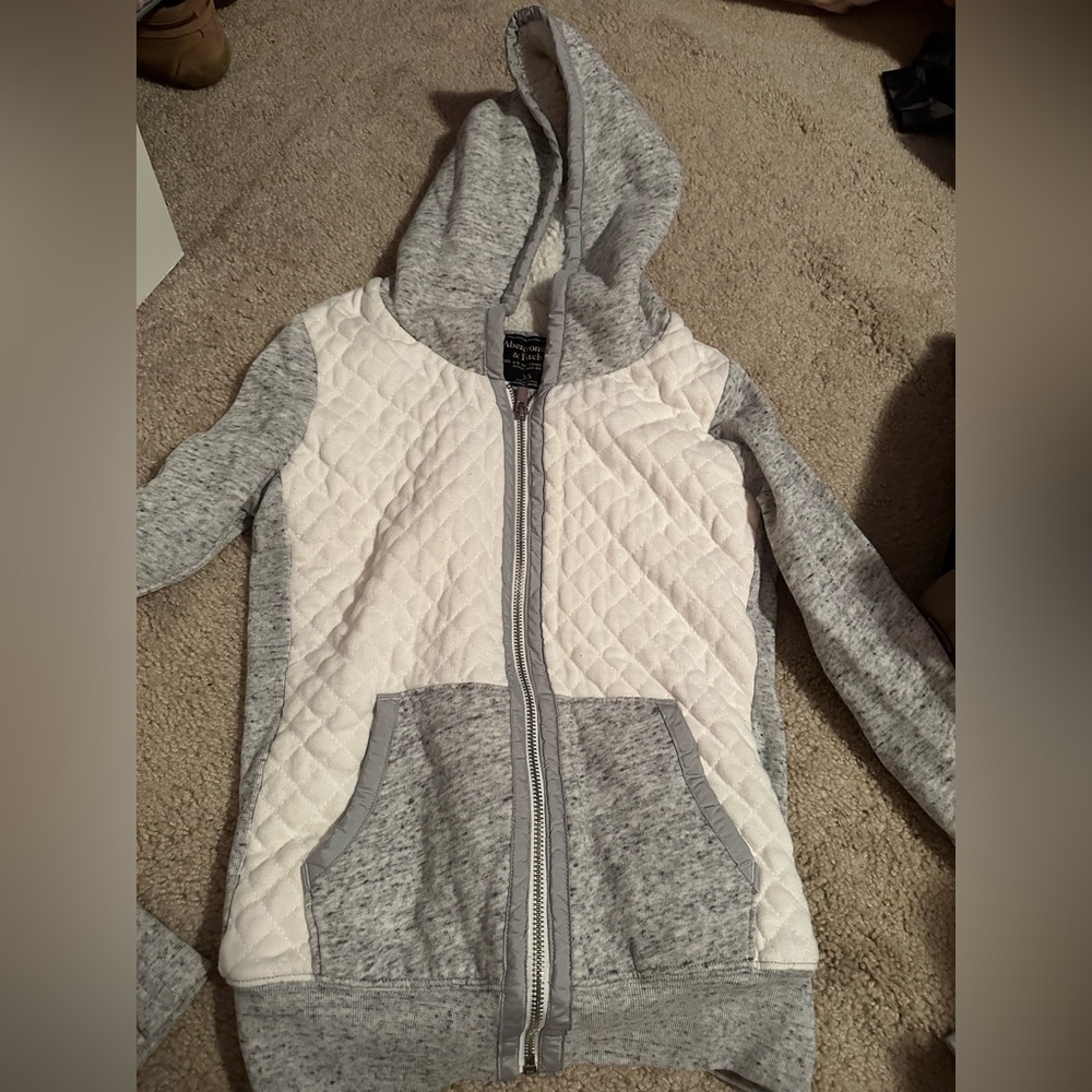 Hollister waffle pattern zip up with fuzzy hood